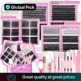 1686 Pcs Lash Clusters Kit, Mega/ultra/Dramatic/Volume/Full/Spikes/ Bottom Lashes Clusters Kit WaterProof Lashwith Everything You Need for Beginners and Proficient, DlYat Home Easily, DIY Eyelash Extensions:_50D/60D/80D/100D&Spikes &Bottom Lash Kit_Black