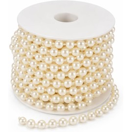 Guirnalda Decorativa de Perlas, 10m x 8mm Cuentas de ABS Beige con Acabado Brillante para Bodas, Navidad y Escaparates