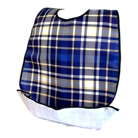 RAMIXER Nursing Apron, Meal Apron, Elderly, Adults, Waterproof, Washable, Cute, Nursing Care, Welfare Supervision, Luana, Navy Plaid with Pockets