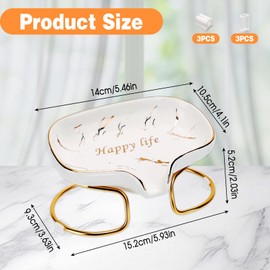 CAUTIOUS Ceramic Soap Dish, Soap Holder, Soap Dish with Drain, Self-Draining Soap Holder, Leaf Shape Soap Dish Vintage, Soap Dishes for Shower in Bathroom