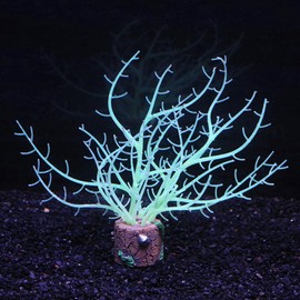 FUNOJOY Glowing Fish Tank Decorations Aquarium Coral Plants, Simulation Silicone Coral, Fluorescence Sea Anemone, Glow Coral Ornaments for Aquarium Fish Tank Decor Aquarium Accessories (A-8)