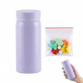 Borraccia Termica Piccola 200ml, Mini Borraccia Acciaio Inox da Borsetta per Caffè e Acqua, Piccolo Portatile con Adesivi 3D, Bottiglia Termica Compatta per Scuola e Ufficio, Viola