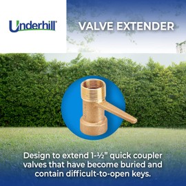 Underhill Extender Valve Key Tool for Garden Water Hose, 1 1/2 Inch Quick Coupler Extender Connector, Raise Quick Coupler QK-150EX, Solid Brass