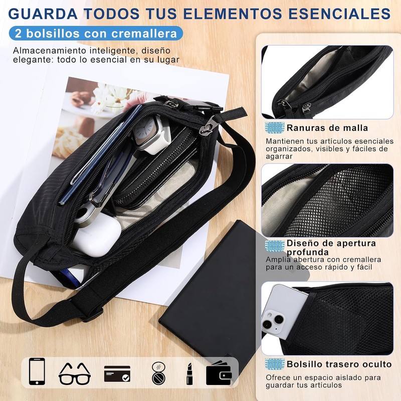 2PCS Cinturón de Viaje Antirrobo con Protección RFID,Soporte para Pasaporte,