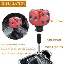 Temzzer Dice Shape Transmission Shifter Knob Resin Vehicle Shift Lever Stick Handle for Most Manual Automotive Vehicles (Red, Black)