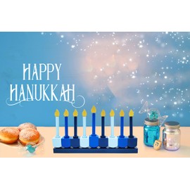 The Dreidel Company Hanukkah Children's Wooden Chanukah Menorah, Dreidel Design with Removable Candles