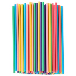 [300 Pcs] Biodegradable Compostable Disposable Colorful Straws - PLA Plant Based Drinking Straws for Juice Coffee Cocktail Cold Drinks (8.25" LongX0.23" Wide)