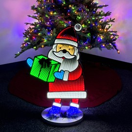 Elumina Decor - Santa Infinity Mirror Light with Stand - LED Christmas Decoration - USB-Powered - Santa Claus 3D LED Infinity Light - Indoor Seasonal Holiday Decor for Windows or Tables - 16" x 24"