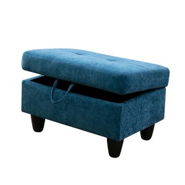NicBex Ottoman with Storage Modern Foot Stool Storage Ottoman Flannel Living Room Sofa Ottoman Comfy Foot Rest Square Ottoman Modern Cube Ottoman for Living Room, Bedroom, Dorm, Apartment, Blue