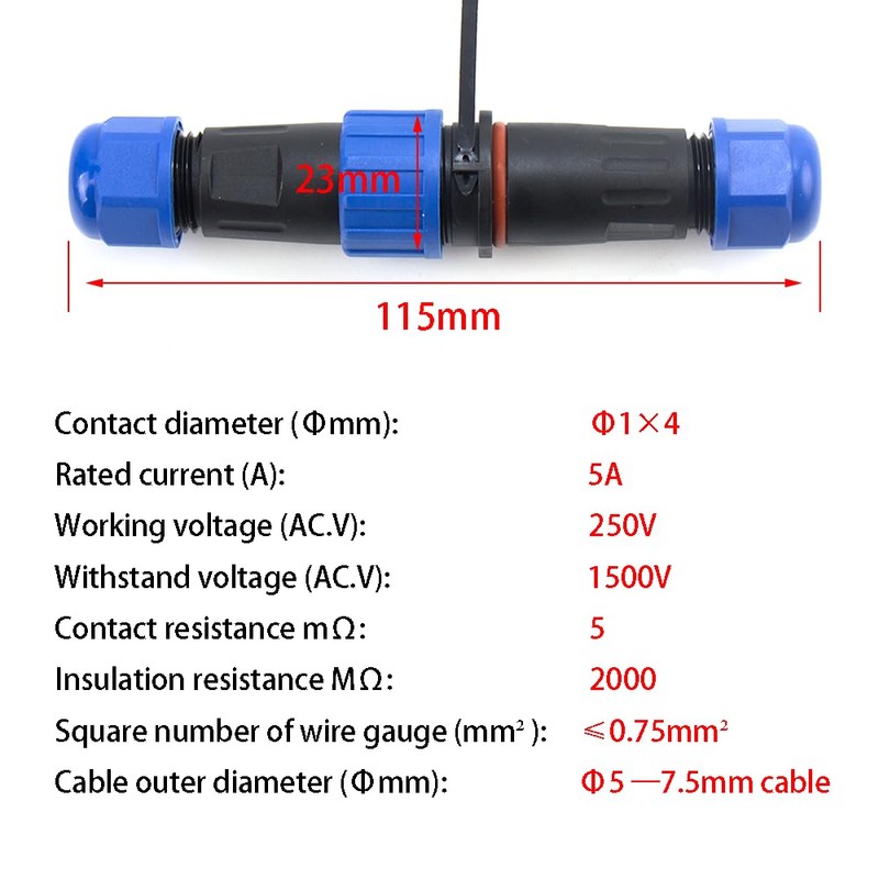 Shengbowi Aviation Plug 4-Pin 5A IP68 Waterproof and Dustproof Solderless