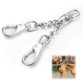 DEYACE Leash Backup with Dual Clasps Prong Collar Safety Clip Stainless Steel Dog Safety Clip Collars and No Pull Harness Connectors