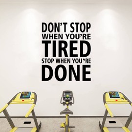 SEATUNE Gym Inspirational Wall Decals - Sports Running Motivational Quotes Wall Stickers - Garage Bedroom Living Room Positive Wall Decals - Vinyl Art Wall Decor - Don't Stop When You're Tired 25"X30"