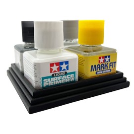 Jeff Did It! 40ml Square Bottle Glue Cement Holder Holds 4 Bottles Compatible with Tamiya Cement, Panel Liner and other 40ml Square Bottles 87038 - Holder Only (Black)