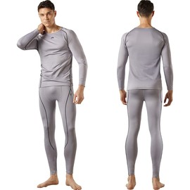 FITEXTREME MAXHEAT Mens Thermal Underwear Long Johns Set with Fleece Lined LightGrey L