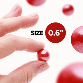 Shimmer Gumballs for Gumball Machine Cherry Flavored Candy - Pearl Red Gumballs 190 pcs 15 oz Chewing Gum - Nostalgic Valentines Candy for Party Favors Easter Basket & Sweet Treats, 16mm (0.62 inch)