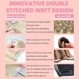 FUOTONBUTY Clip in Extensions Real Human Hair 7pcs, Natural and Seamless 90g (Golden Blonde to Light Blonde, 14 inch)