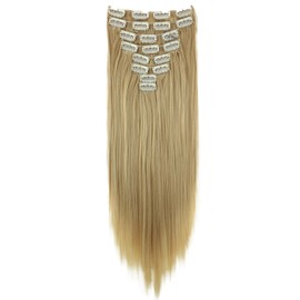 Prettyshop XXL Heat-Resistant Smooth Clip-In Hairpiece Extensions 60 cm Set of 8