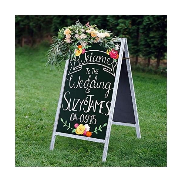 RHF Double Sided Chalk Board Sign,Sidewalk Sign,Sandwich Chalkboards,Rustic Freestanding A-Frame