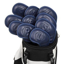 Magnetic Golf Iron Covers Set 10 Pcs Golf Iron Headcovers PU Leather Easy Off/On Protective Cover Blue