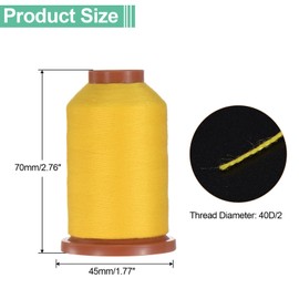 sourcing map 40D/2 Sewing Thread 1100 Yards Polyester Household Sewing String Hand Stitching Polyester Cord for Clothing Stitching Shoe Bag Repairing DIY Craft Gold Tone