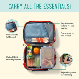 PlanetBox Insulated Lunch Bag Easy to clean and Durable Carry Bag with Pockets for Snacks and Drinks, and adjustable straps Camo Sharks
