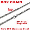 AA Necklace, 24" Box chain, Hypo Allergenic Stainless Steel Alcoholics