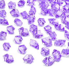 VGOODALL 150PCS Fake Ice Rocks, Purple Acrylic Crushed Ice Rocks Mini Fake Diamonds Plastic Gems for Vases Fillers Home Table Decorations