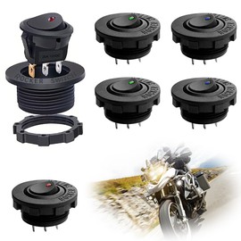 Riisoyu Pack of 6 DC 12 V 20 A Round Rocker Switch Toggle Switch, 3 Pin Round On/Off Switch, Self-Locking Rocker Switch, Waterproof Toggle Switch with LED Light for Car, Marine, Boat, Illuminated,