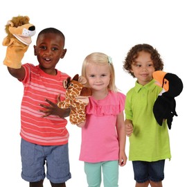 Kaplan Early Learning Safari Animal Puppets - Set of Six 9" Hand Puppets to Encourage Animal Recognition and Dramatic Play