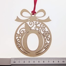 Laser cut Christmas tree bauble decoration: Letter O