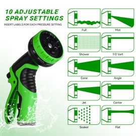 Garden Hose 100FT Water Hose with Nozzle,Flexible Lightweight Garden Hose for OutdoorUse, Watering, and Cleaning (Green)