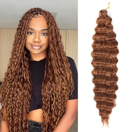 Ainimiu Ocean Wave Crochet Hair 22 Inch 3 Packs Deep Wave Curly Braiding Hair Extensions Synthetic Curly Crochet Hair For Black Women