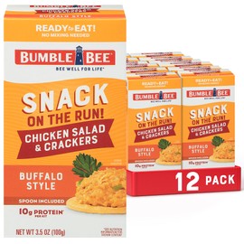 Bumble Bee Snack On The Run Buffalo Chicken Salad with Crackers Kit, 3.5 oz (Pack of 12) - Ready to Eat, Spoon Included - Shelf Stable & Convenient Protein Snack
