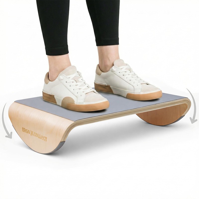 ERGO COLLECT Wood Foot Rest Under Desk, Ergonomic Rocking Footrest