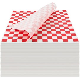 Ocmoiy 500 Sheets Sandwich Wrapping Paper, 12" x 12" Red and White Checkered Deli Paper Sheets Parchment Food Basket Liners for BBQ, Picnic, Festival