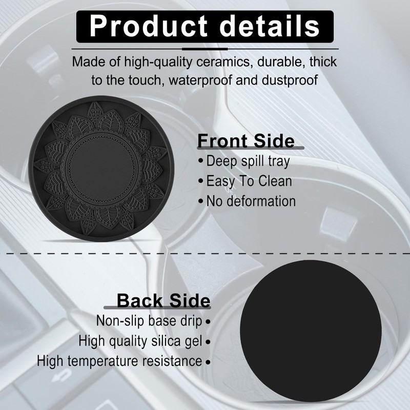 SINGARO Car Cup Holder Coaster, 4PCS Silicone Cup Holders Embedded