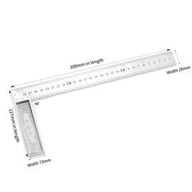 Carpenters Square Tools, 2 Pcs Combination Square Set Speed Squares Carpentry 12 Inch/300mm Steel Angle Ruler L Shape Rulers for Engineer Woodworking Measuring