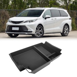 Agulier ABS Center Console Organizer Compatible with Toyota Seinna 2021-2024 Accessories Center Console Organizer Embedded Storage Armrest Box Fit for Senna (black