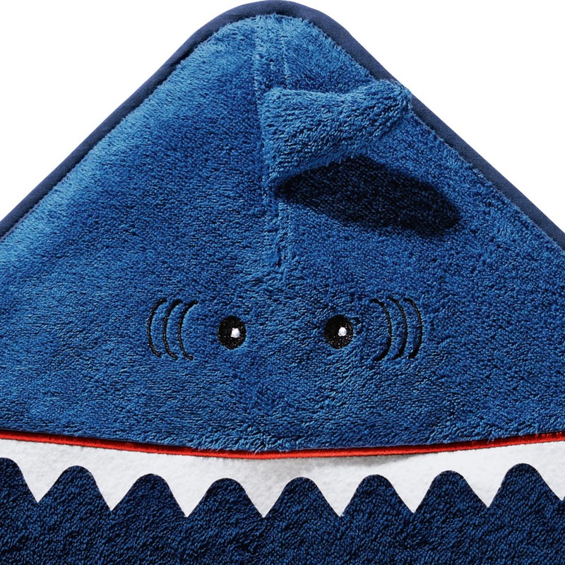 Erwin Müller Children's Hooded Bath Towel Shark Walk, Terry, Blue,