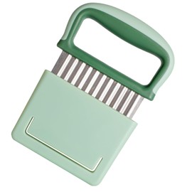 Crinkle cutter,Crinkle cutter for veggies,Stainless Steel Wave Cutter with Protective Case and Handle - Potato Chopper, Carrot Slicer, French Fry Cutter, Onion Chopping Knife (Green)