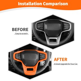 Jeliker for Bronco Steering Wheel Panel Trim Orange for Ford Bronco 2021 up Orange Interior Accessories (Not fit Sport)