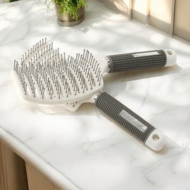 Root Volume-Up Hair Brush 2-Piece Set (White) Dry Brush 19ea