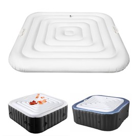 Inflatable Hot Tub Cover Energy Saving Lid for Outdoor Hot Tub,Windproof Rain-Proof Cover Protector for Hot Tubs SaluSpa Coleman Spa (Square-4.2ft-Handle)