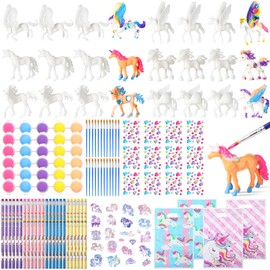Liliful 166 Pcs Unicorn Birthday Party Favors Unicorn Painting Kit Unicorn Party Favor Bags with Unicorn Figures Stickers Pencils Paints for Girls Goodie Bag Prizes Pinata Stuffers DIY Craft Supplies