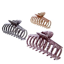 Pack of 6 Assorted Winter Water Effect 9cm Round Barrel Hair Claws/Clamps