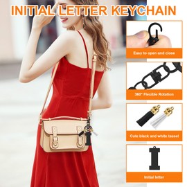 Letter A-Z Keychain with Tassel Initial Letter Keyring for Purse Backpacks Handbags Initial Keychain Gifts for Friend Colleague Anniversary Christmas Birthday Gift Alphabet Initials Keyring (Letter I)