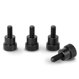 PrecisionGeek - KNURLED SHOULDER THUMB SCREWS Aluminium BLACK M5 x 10mm (12mm dia) HAND GRIP BOLTS (Set of 4)