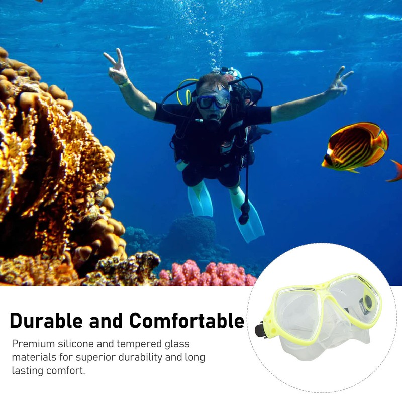 Diving Goggles Swim Glasses Silicone Adjustable Strap Tempered Glass Thickened