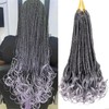 RuiYok 9 Packs Ombre Gray French Curl Crochet Braids 14