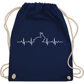 Shirtracer - Gym Bag Backpack - Animals Guinea Pigs & Co. - Heartbeat Rabbit, 2 Navy Blue